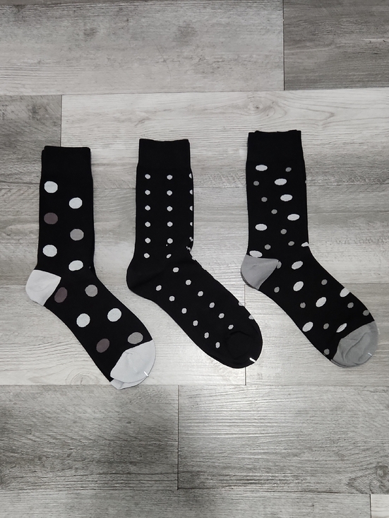 The Unbranded Brand Other - Black Polka Dot Trouser Socks - 3 Pack Size 9 / 11 Medium Men Women Kids